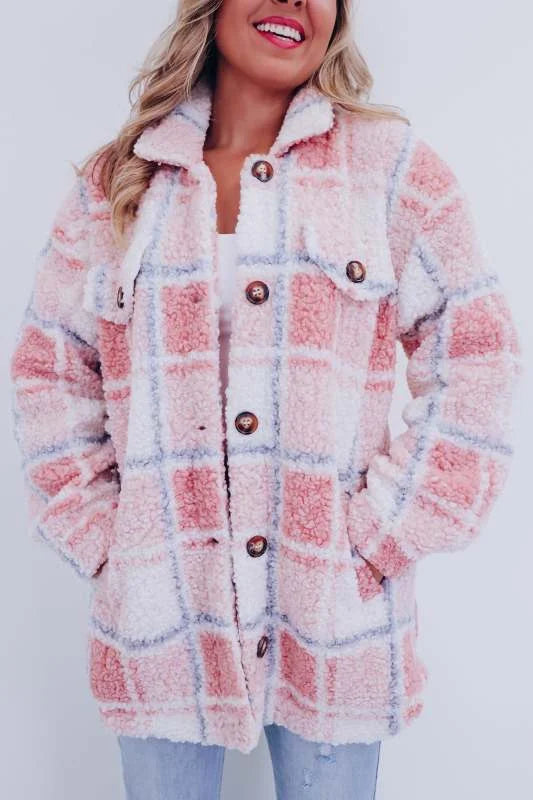 Nora - Polar Fleece Plaid Jacket