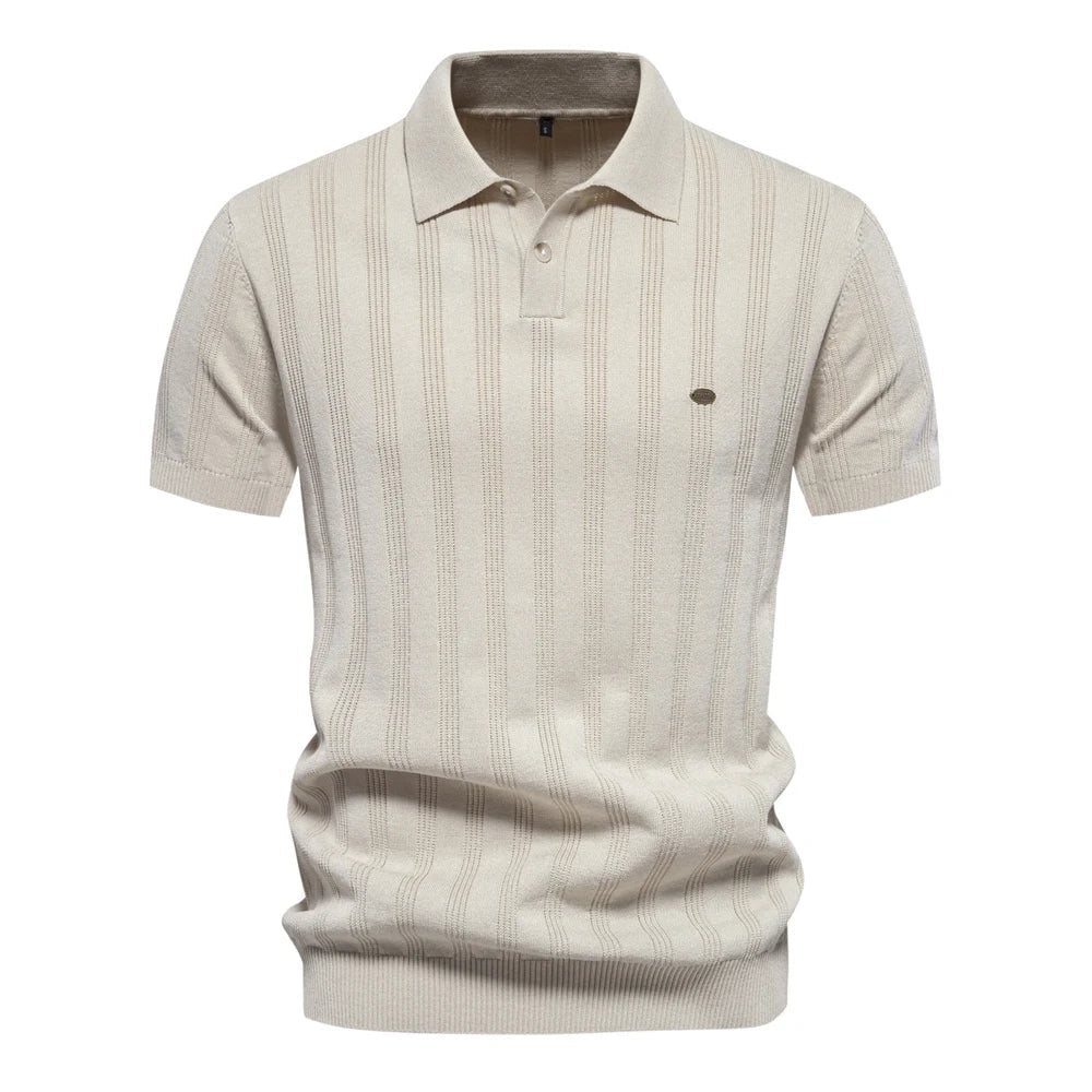 Finn Ribbed Knit Polo Shirt