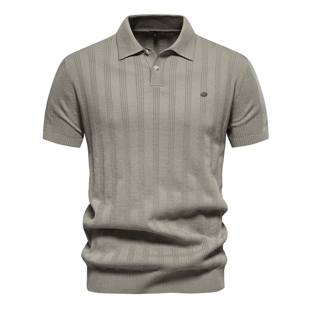 Finn Ribbed Knit Polo Shirt