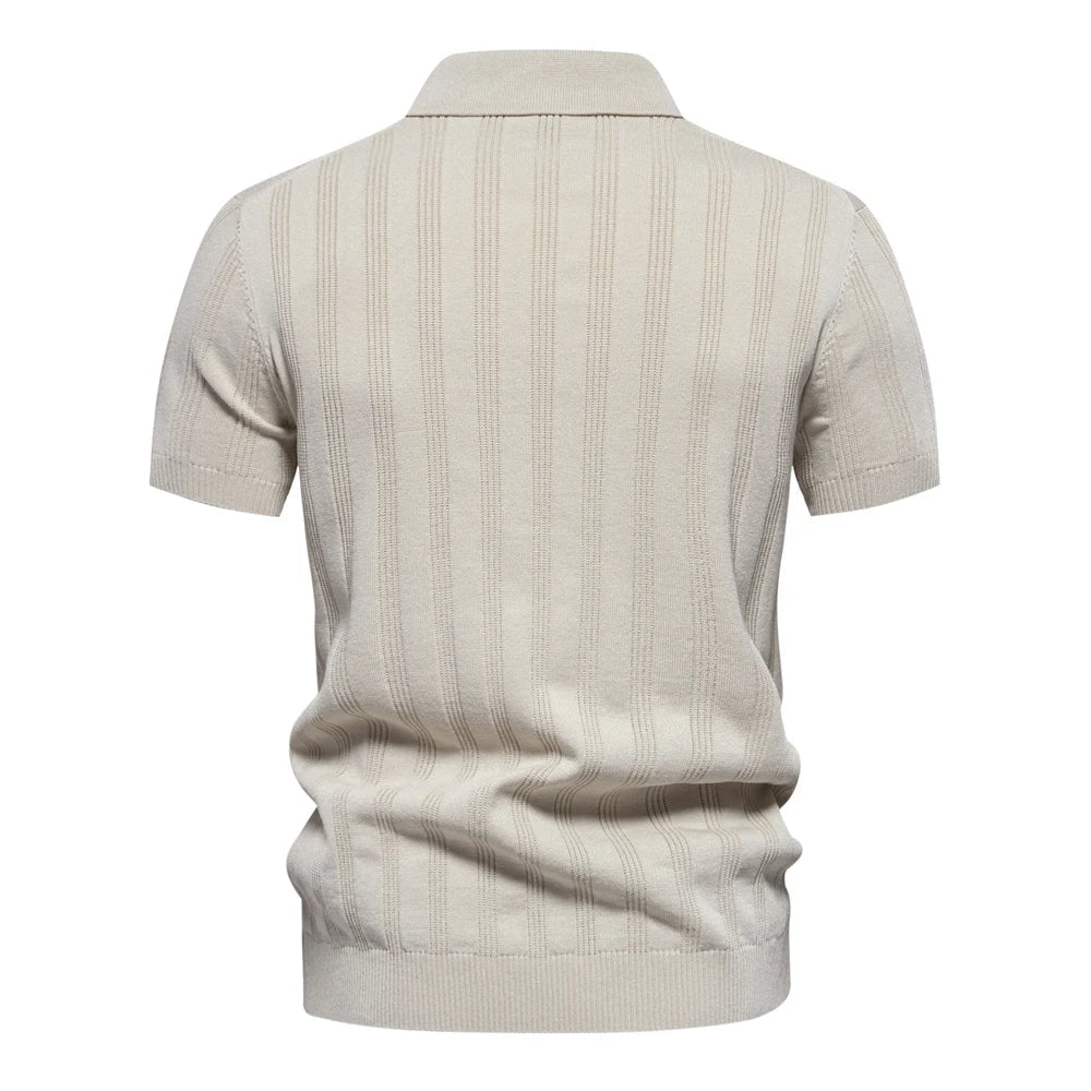 Finn Ribbed Knit Polo Shirt