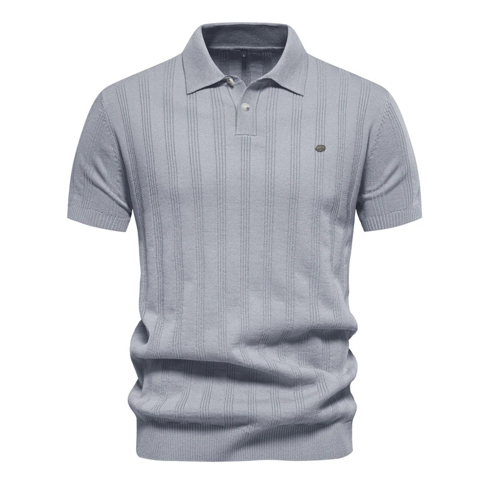 Finn Ribbed Knit Polo Shirt Sale