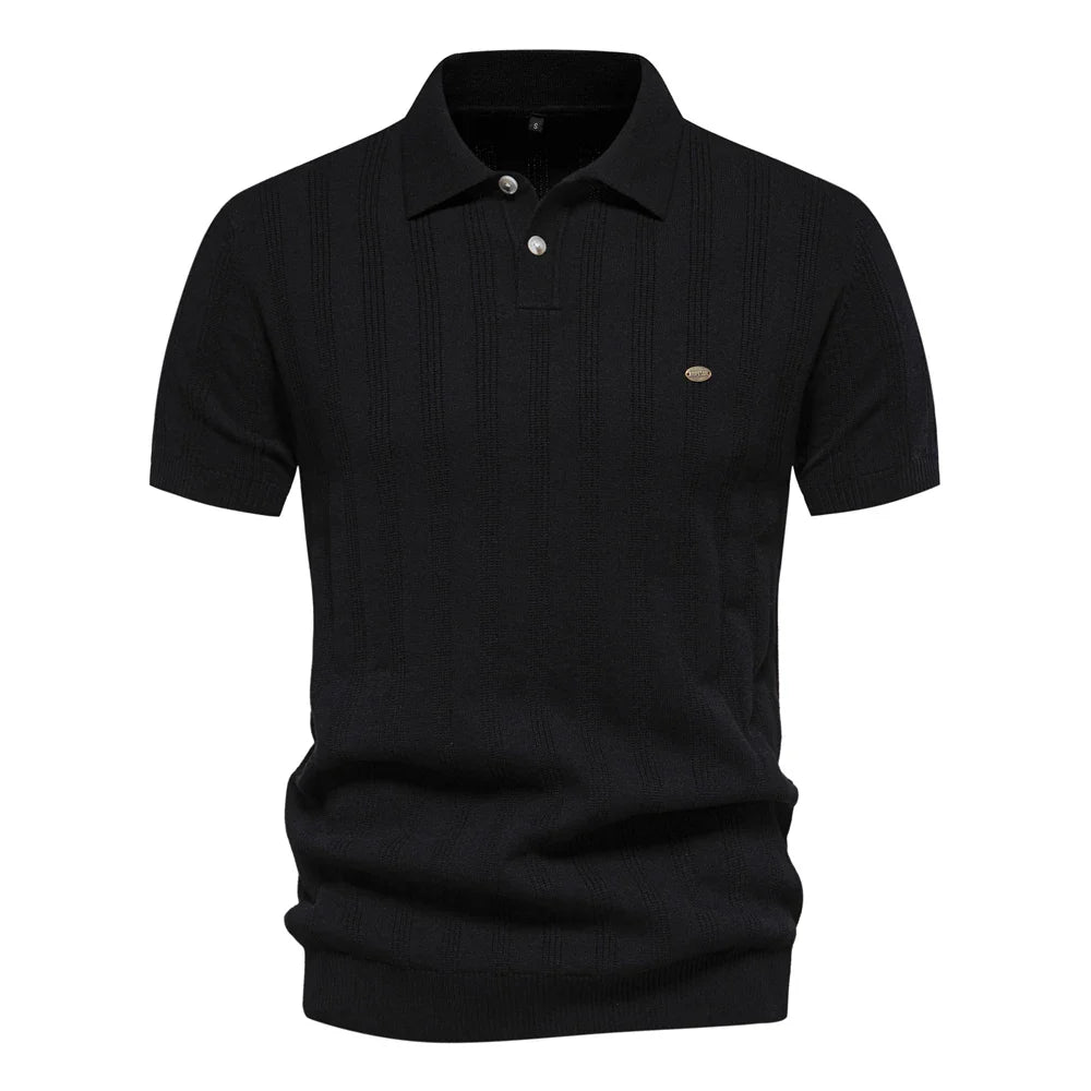 Finn Ribbed Knit Polo Shirt