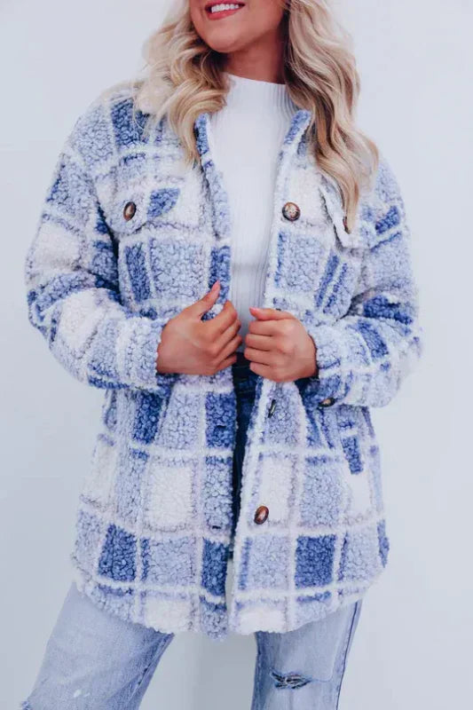 Nora - Polar Fleece Plaid Jacket