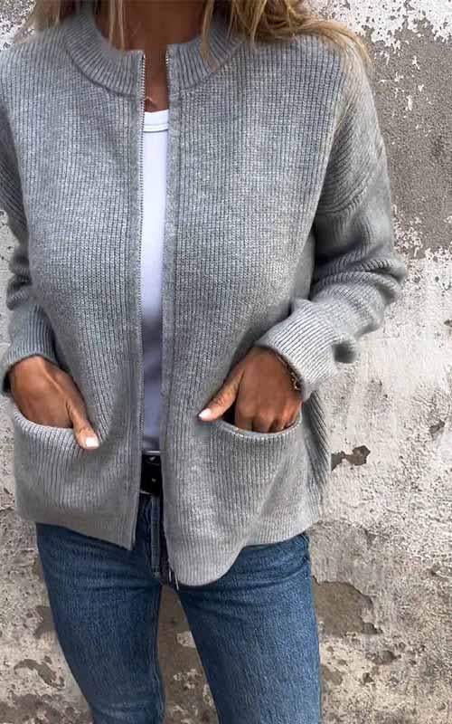 Fiadh - Plush Zipper Cardigan